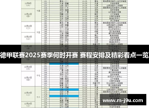 德甲联赛2025赛季何时开赛 赛程安排及精彩看点一览